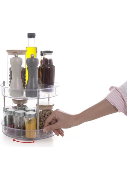 Şeffaf Iki Katlı Döner Raf, Şık ve Pratik Saklama Çözümü fiyatları