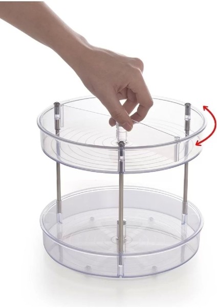 Şeffaf Iki Katlı Döner Raf, Şık ve Pratik Saklama Çözümü fırsatları