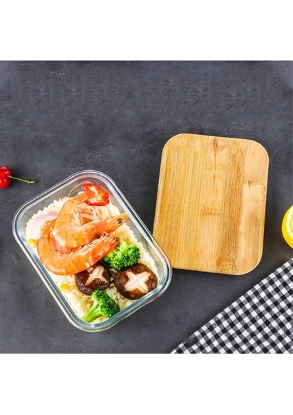Bambu Kapaklı 3'lü Diktörtgen Cam Saklama Kabı Seti, Vakumlu, Dayanıklı ve Şık fırsatları