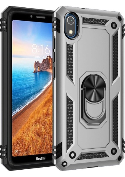 Xiaomi Redmi 7A Kılıf Sofya Yüzüklü Silikon Kapak - Gümüş