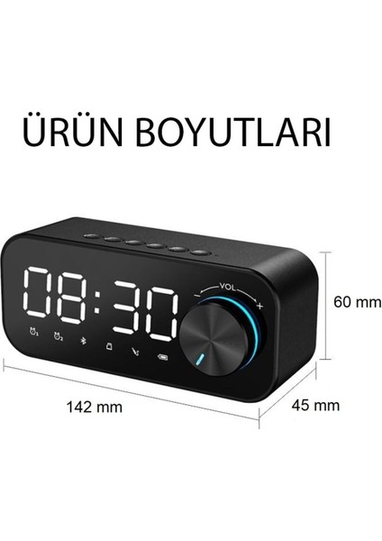 Yeşil Dijital Saat, LED Ekran, Bluetooth, Mp3, Fm Radyo, Alarm, Masa Saati