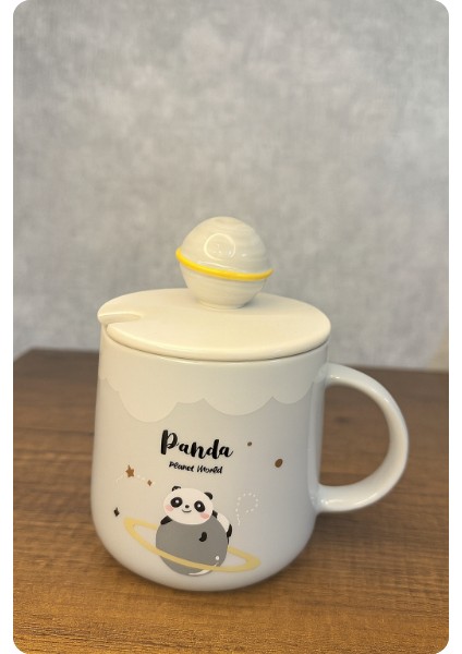 Gezegen Figürlü Seramik Kupa -Planet kupa-Uzay Bardak-Kaşıklı kapaklı fiyatları