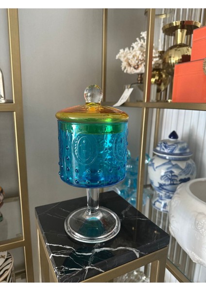 Şık Mavi Ayaklı Kurabiye ve Şekerlik Takımı modelleri