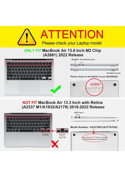 MacBook Air 13.6 Inç A2681 (2022 2023 Sürümü) ile Uyumlu Kılıf - Sıvı Retina Ekranlı ve Dokunmatik Kimlikli MacBook Air 13.6" M2 Çip Için Geçmeli Sert Kabuk Kapak, Kompozisyon Kita (Yurt Dışından) fiyatları