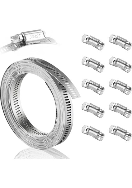 Hortum Kelepçesi 12FT 10 Parça Güçlü Bağlantı Elemanı Kombo Seti Ayarlanabilir Boru Kelepçesi Boru Hattı Otomotiv Mekaniği Için Bant Kelepçesi (Yurt Dışından)