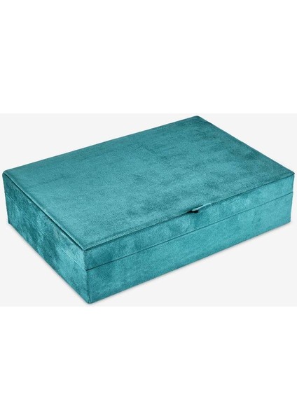 Kadife Takı Kutusu, Şık ve Güzel Tasarım, Mavi Renkli, Zarif Saklama Çözümü