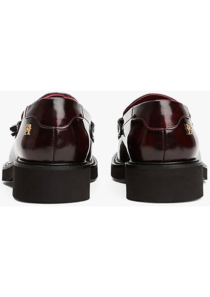 Kadın Püsküllü Köşeli Burun Deri Kırmızı Loafer FW0FW08749XJS modelleri