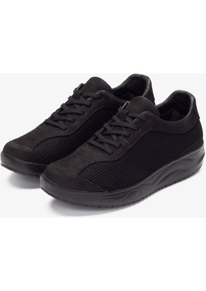 Hakiki Deri-Triko Erkek Günlük Yürüyüş Ayakkabısı - 2170 Nt-Siyah KK064 fırsatları