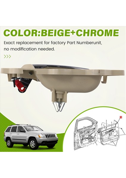 2 Adet Sol ve Sağ Iç Kapı Kolu Seti Jeep Grand Cherokee 2005-2011 Arka (Yurt Dışından) modelleri