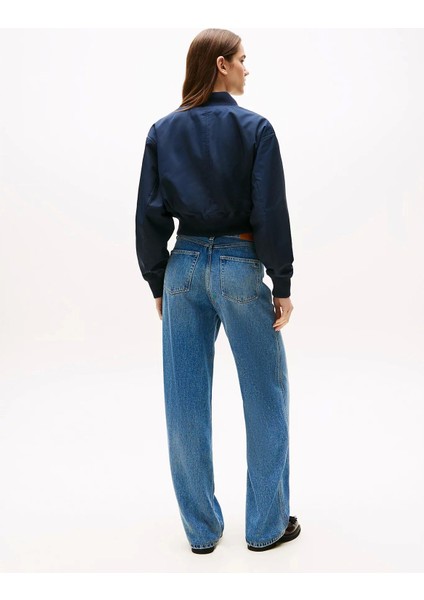 Kadın Naylon Normal Kesim Kısa Mavi Bomber Ceket WW0WW45634C1G fırsatları