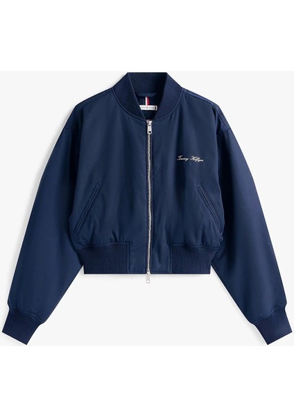 Kadın Naylon Normal Kesim Kısa Mavi Bomber Ceket WW0WW45634C1G indirimleri