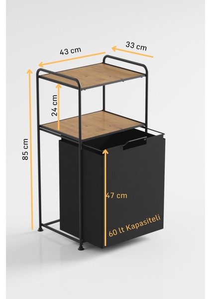 2 Katlı Çamaşır Sepeti Kirli Sepeti Ahşap Raflı Banyo Dolabı Banyo Düzenleyici Organizer Mat Siyah MG100 fırsatları