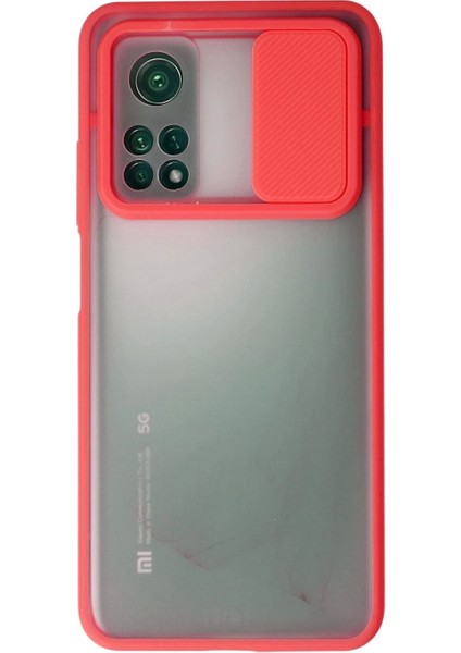 Xiaomi Mi 10T Kılıf Palm Buzlu Kamera Sürgülü Silikon - Kırmızı