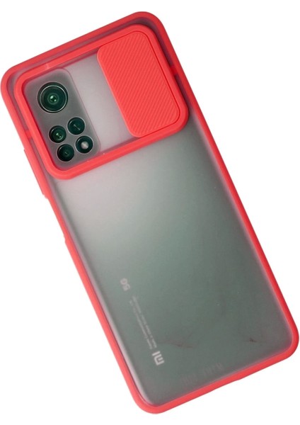 Xiaomi Mi 10T Kılıf Palm Buzlu Kamera Sürgülü Silikon - Kırmızı modelleri