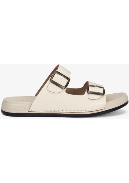 Lüks Vegetal Deri Erkek Terlik - 1002 Kemik KK510