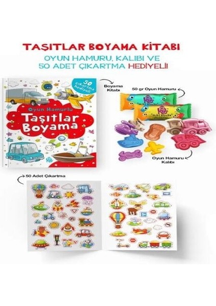 Taşıtlar Boyama Kitabı - Oyun Hamurlu - 3 Yaş +