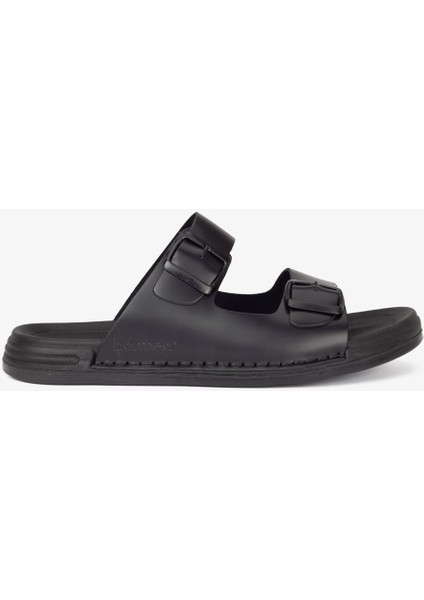 Lüks Vegetal Deri Erkek Terlik - 1002 Siyah KK510