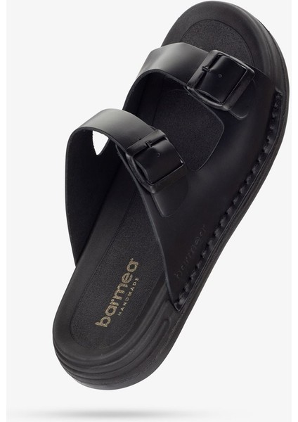 Lüks Vegetal Deri Erkek Terlik - 1002 Siyah KK510 modelleri