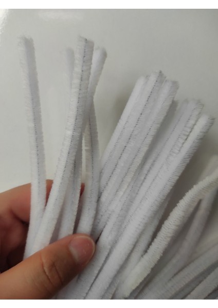 50 Adet Beyaz Şönil, Çiçek Yapımına Uygun Tüylü Tel, 30 cm 6 mm fiyatları