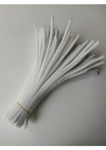 50 Adet Beyaz Şönil, Çiçek Yapımına Uygun Tüylü Tel, 30 cm 6 mm modelleri