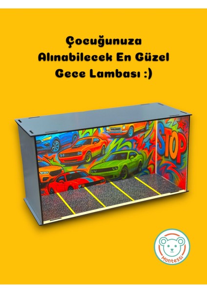 Renkli Ahşap Oyuncak Araba Garajı Işıklı, Eğlenceli ve Güvenli Oyun Alanı fırsatları
