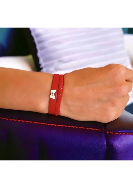 Gül Ismine Özel Doğal Kırmızı Derili Kelebek Motifli 14 Ayar Altın Plakalı Hediye BILEKLIK-565ISIM fiyatları