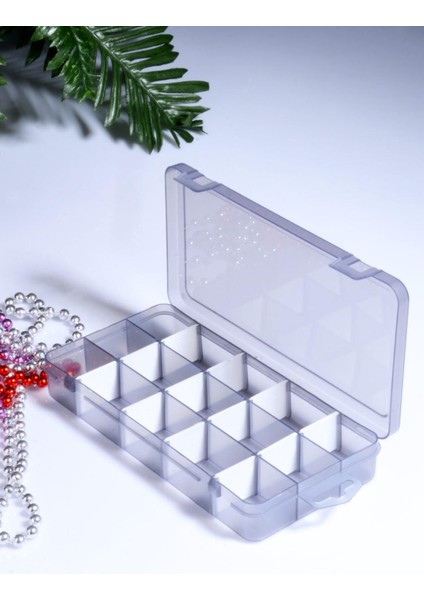 15 Bölmeli Kapaklı Ayarlanabilir Takı Organizer, Siyah