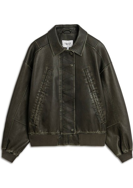 Deri Görünümlü Bomber Mont TW6250012028074 indirimleri