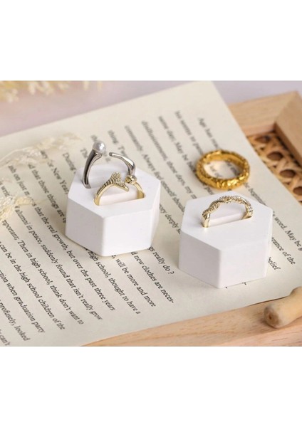 Beyaz 2'li Yüzük Tutucu Organizer, Nişan ve Söz Dekorasyonu Için Ideal