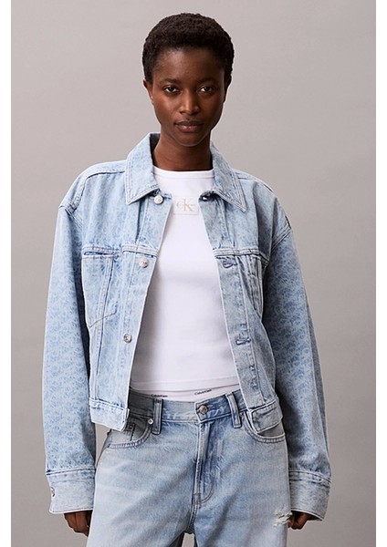 Kadın Beli Büzgülü Ck Logolu Mavi Ceket LV047C782G-X0S fırsatları