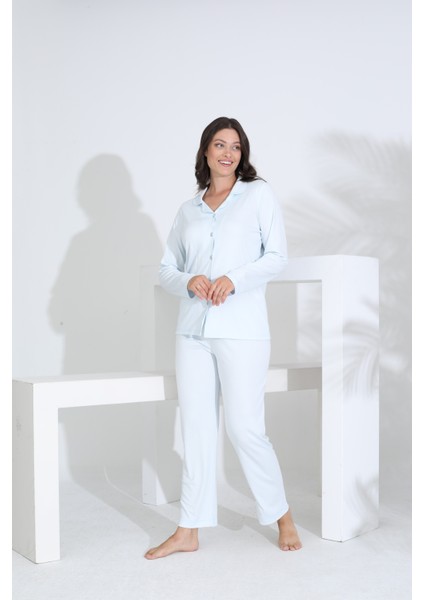 Bambu Uzun Kol Boydan Düğmeli Hamile Lohusa Pijama Takımı 30206-30207 fiyatları