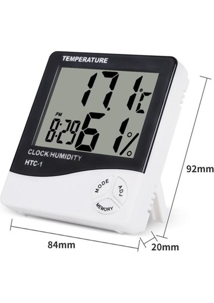 Beyaz Dijital Masaüstü Sıcaklık ve Nem Ölçer Saat 9X8X2MM modelleri