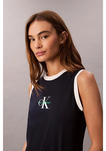 Kadın Ck Logolu Kolsuz Mavi T-Shirt LV047C852G-CEF indirimleri