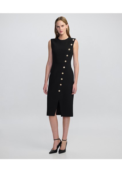 Diyagonal Metal Aksesuarlı Elbise IW6250002098001