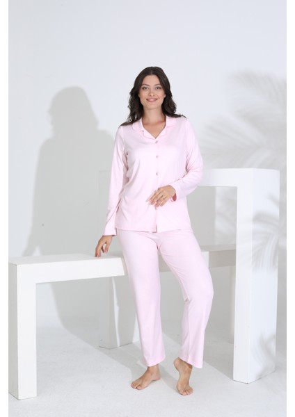 Bambu Uzun Kol Boydan Düğmeli Hamile Lohusa Pijama Takımı 30206-30207 fiyatları