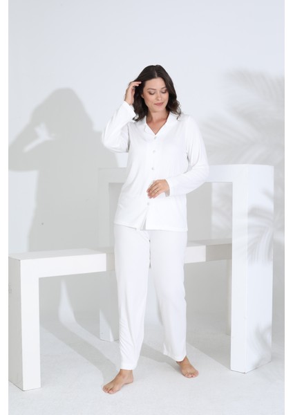 Bambu Uzun Kol Boydan Düğmeli Hamile Lohusa Pijama Takımı 30206-30207 fiyatları