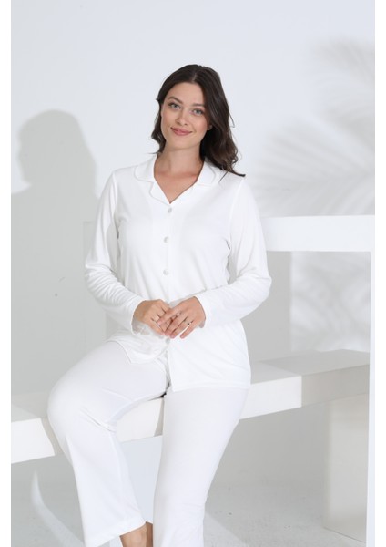 Bambu Uzun Kol Boydan Düğmeli Hamile Lohusa Pijama Takımı 30206-30207 modelleri