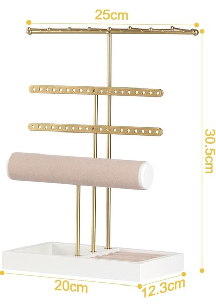 Altın Renk Üç Katlı Saat ve Takı Standı, Şık ve Çok Katlı Tasarım fırsatları