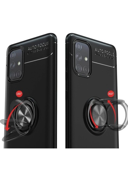 Samsung Galaxy M31S Kılıf Range Yüzüklü Silikon - Siyah-Mavi fiyatları