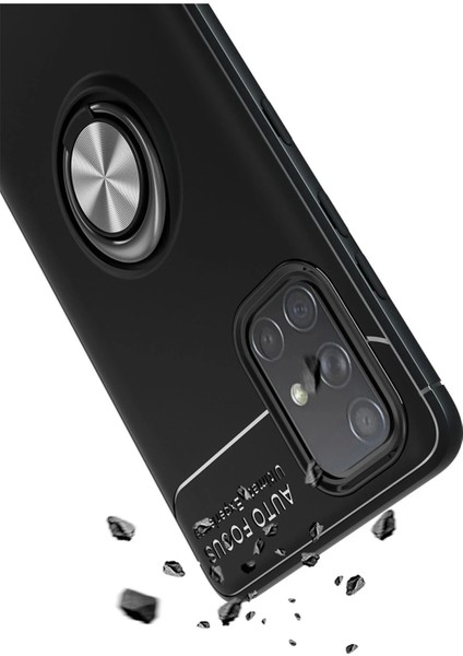 Samsung Galaxy M31S Kılıf Range Yüzüklü Silikon - Siyah-Mavi fırsatları