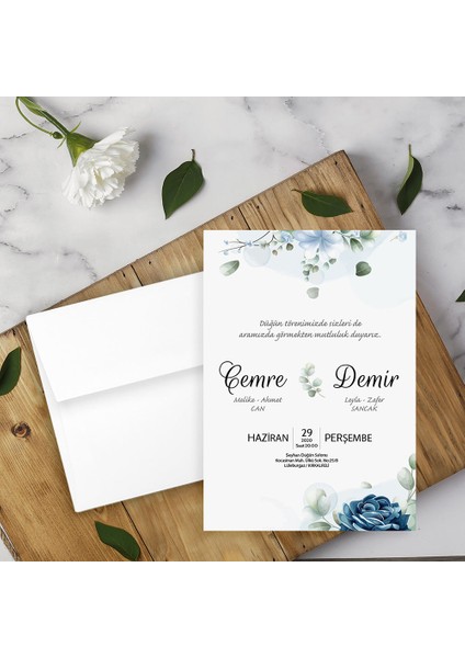 Beyaz Zarflı Davetiye Düğün - Nişan - Kına - Nikah (1000ADET)