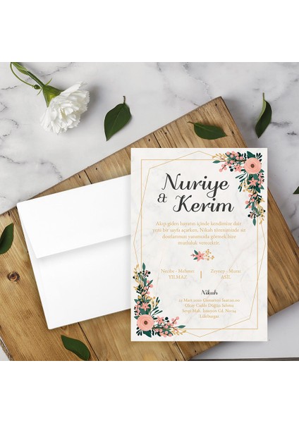 Beyaz Zarflı Davetiye Düğün - Nişan - Kına - Nikah (1000ADET)