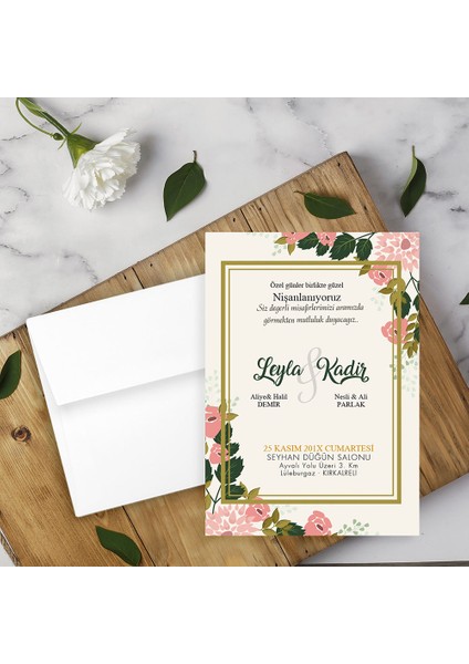 Beyaz Zarflı Davetiye Düğün - Nişan - Kına - Nikah (1000ADET)