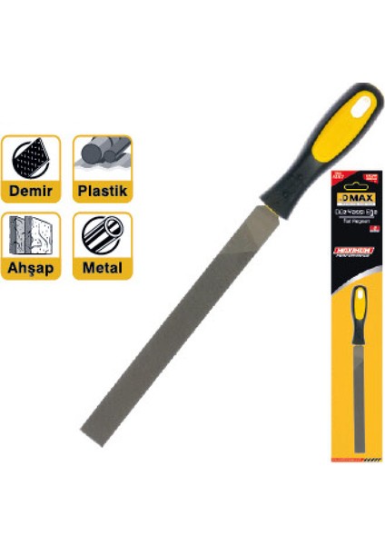 Yassı Eğe 8" Saplı Blister Ambalajında