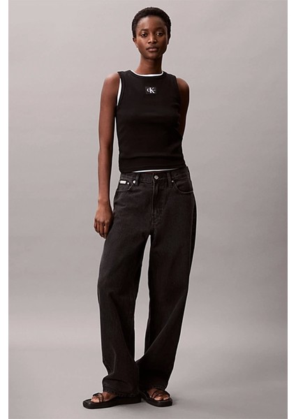 Kadın Etiketli Pamuklu Fitilli Siyah Bluz LV047C201G-UB1