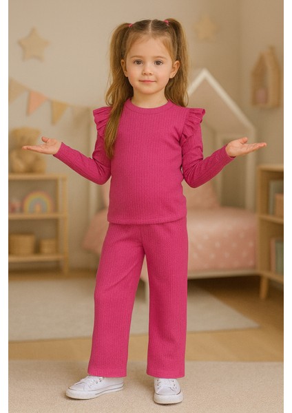 Kız Çocuk Kolları Fırfırlı Alt Üst Takım