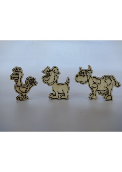 Boyanabilir Ahşap Hayvan Figürleri - Lazer Kesim Kavak Kontraplak Etkinlik Seti (Anaokulu/1. Sınıf)