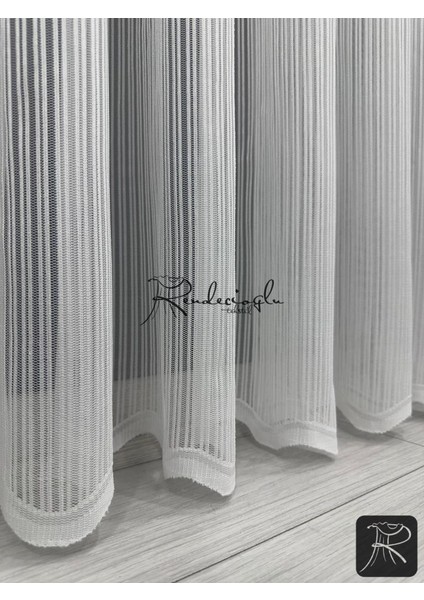 Tül Perde Örme Kumaş Çizgili Rivella Desen Ütü Sevmez
