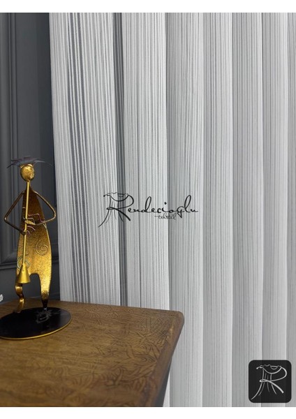 Tül Perde Örme Kumaş Çizgili Rivella Desen Ütü Sevmez fırsatları