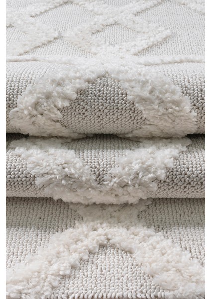 Mılan Krem Yumuşak Bukleli ve Havlı Iskandinav Makine Dokuma Halı Oturma Odası Salon Mutfak Antre modelleri